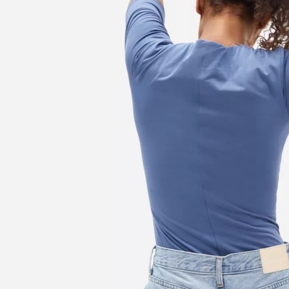 Everlane The Short-Sleeve Crew Neck Bodysuit, French Blue (S) - Picture 4 of 8